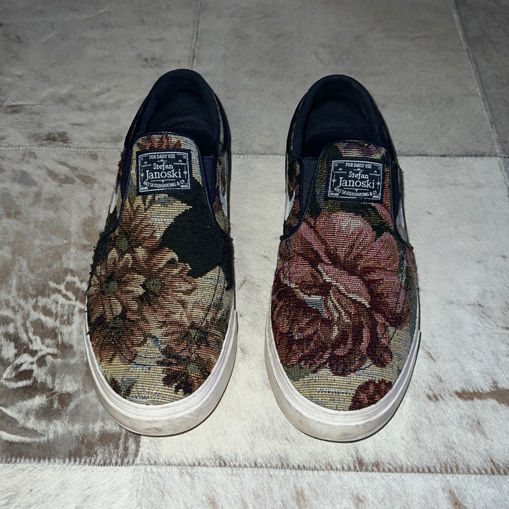 Nike Stefan Janoski Floral Slip-On Shoes - Black and Brown